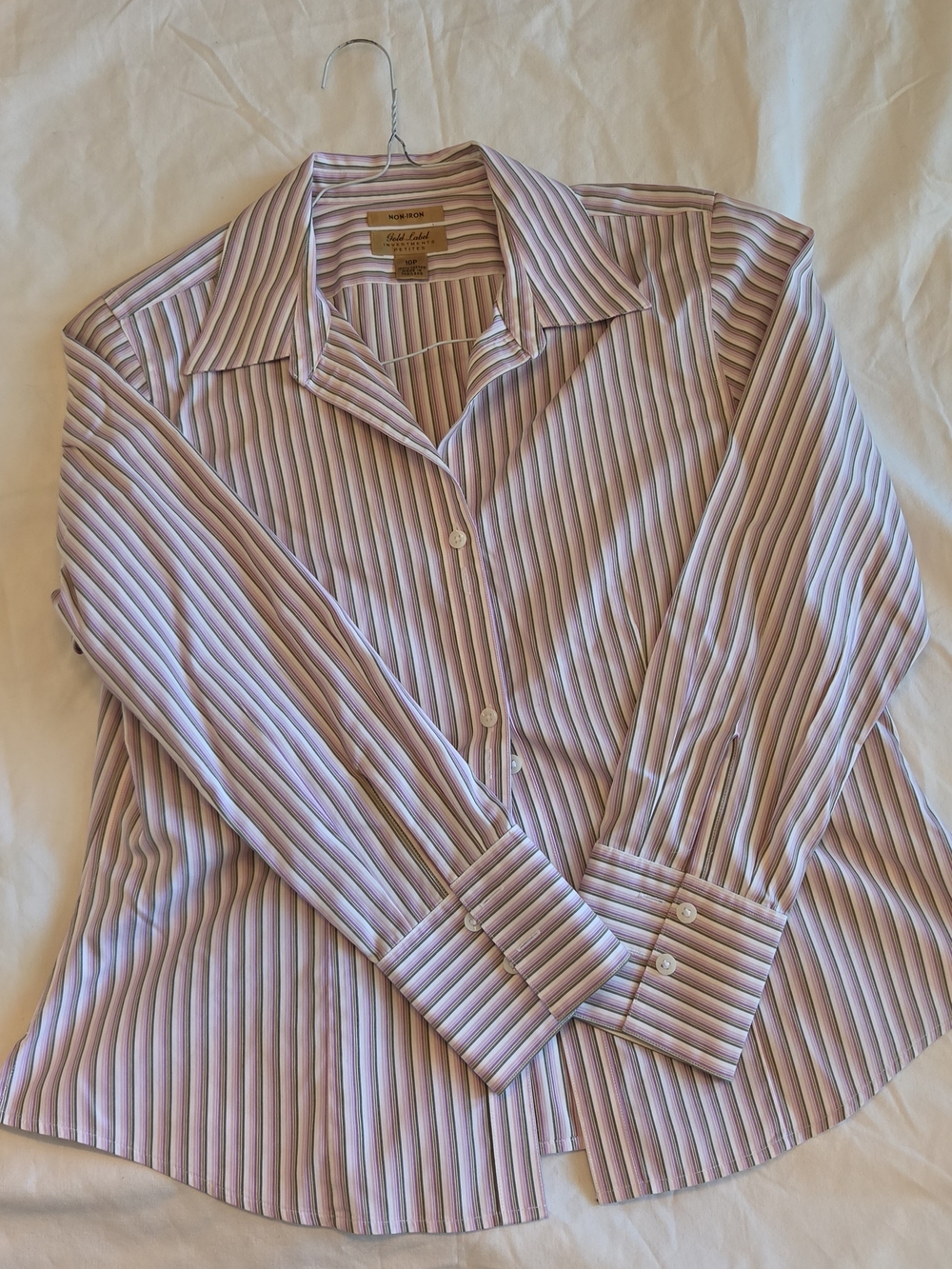 Gold Label Non-Iron Pink Striped Ladies Shirt 10P
